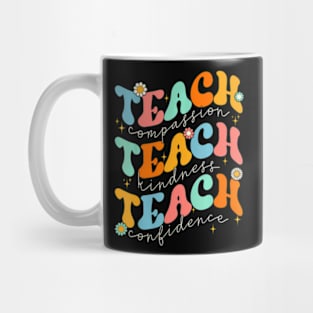 Teach Compassion Kindness Confidence Retro Groovy Teacher Mug